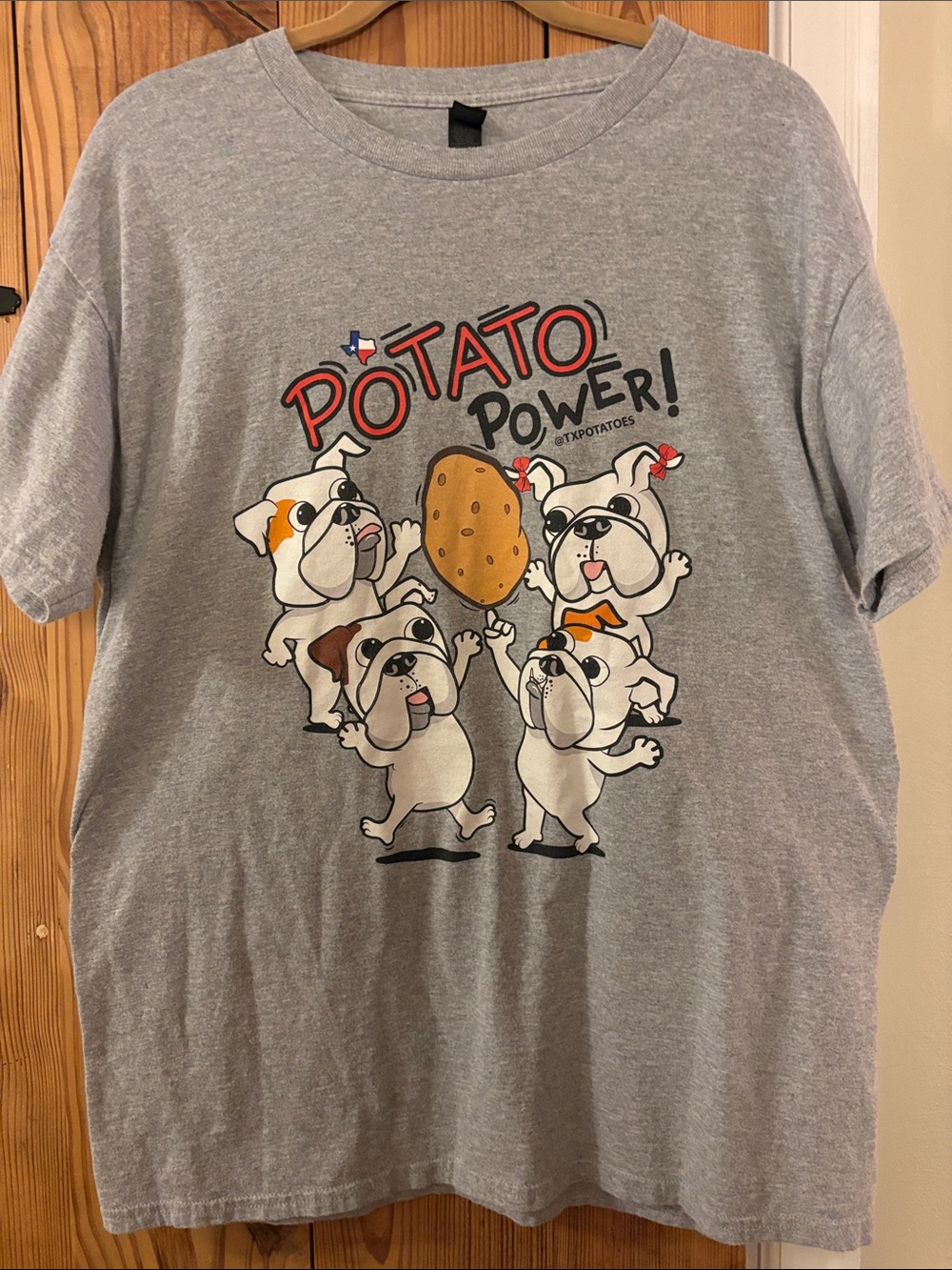 Gildan Gray 'Potato Power' Short Sleeve Graphic Tee